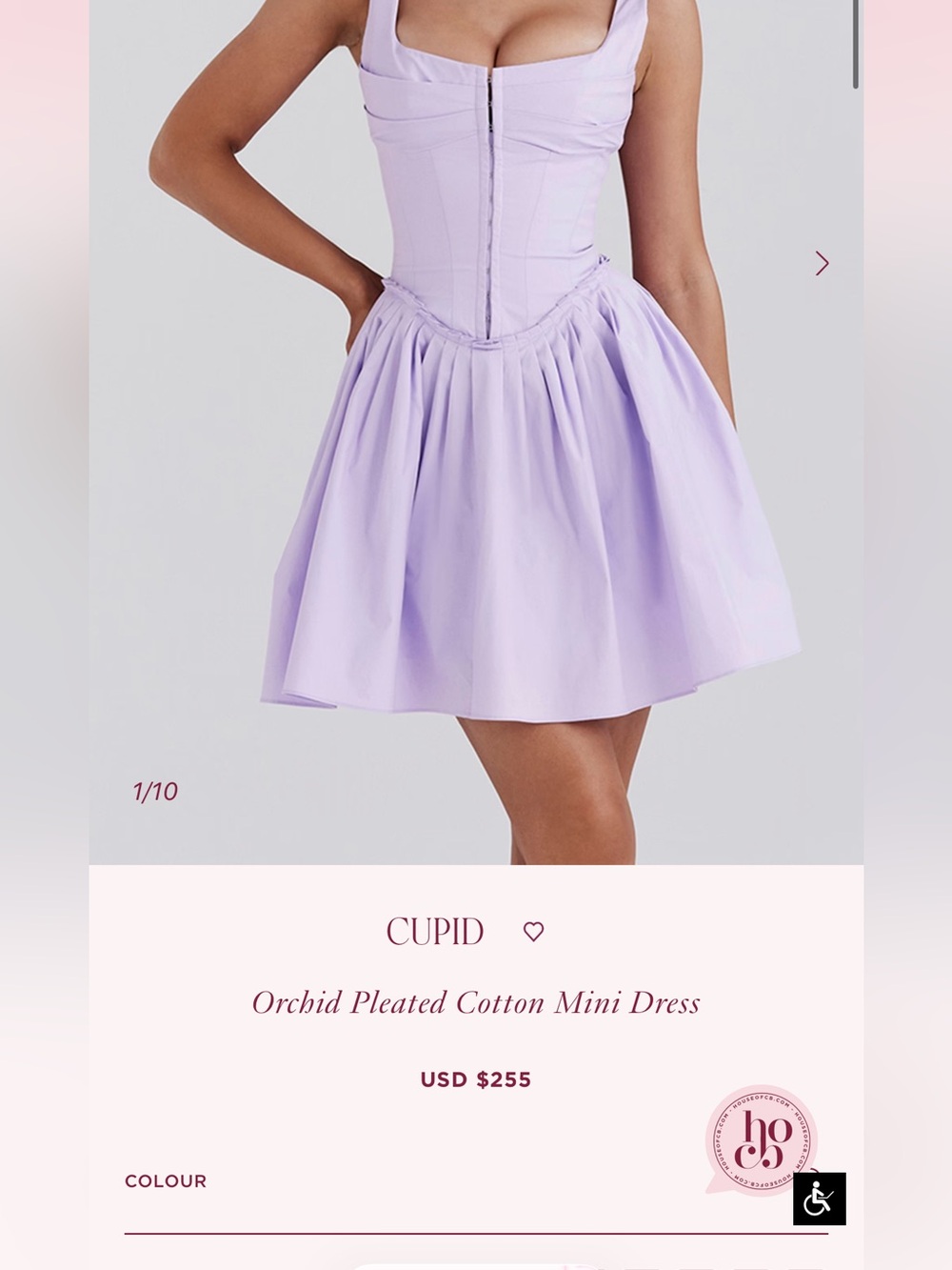House of CB Cupid Orchid Corset Pleated Mini Dress